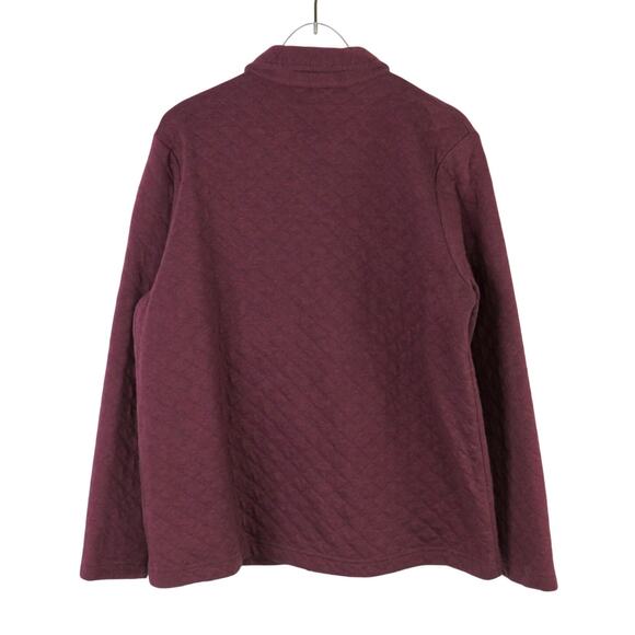 L.L. Bean Maroon Purple Marine Layer Quilted Jacket Full Zip Women's Medium - Picture 4 of 5